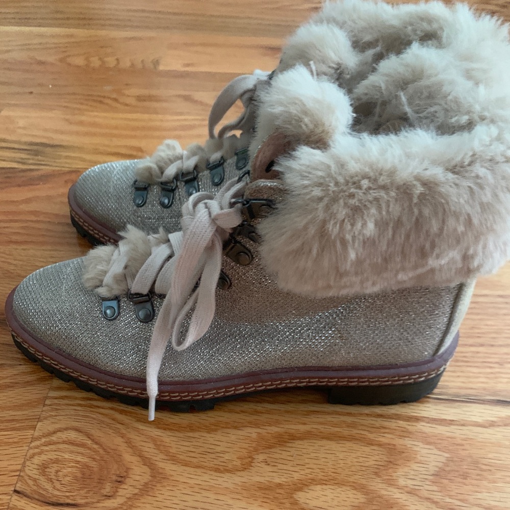Kate Spade Gold Glitter Boots with Fur